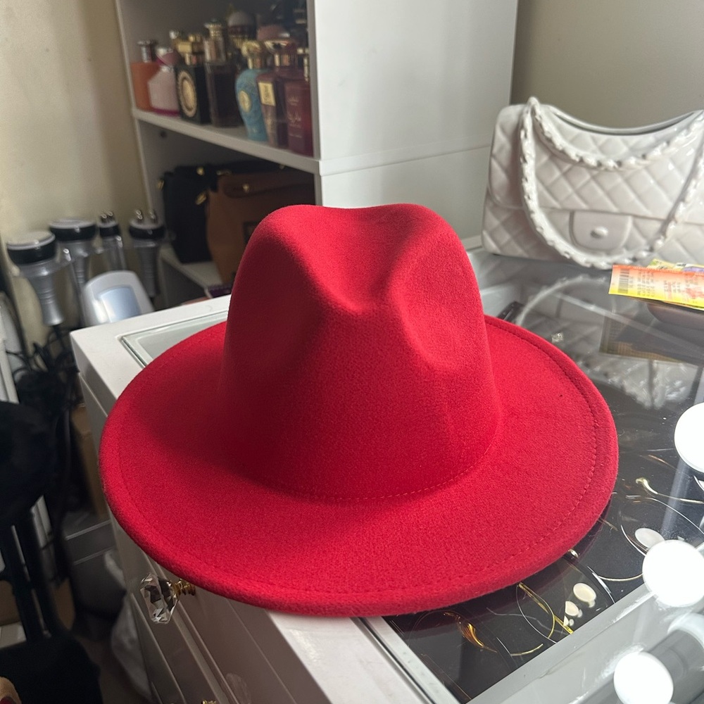 Elegant Red Women's Fedora Hat